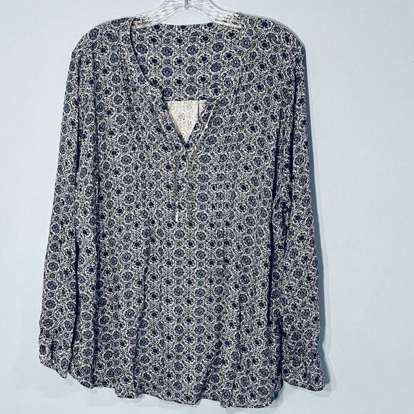 Beaded Embellished Blouse Top‎ Womens 3X Rayon Boho Flowy Floral Long V-Neck - Picture 11 of 11
